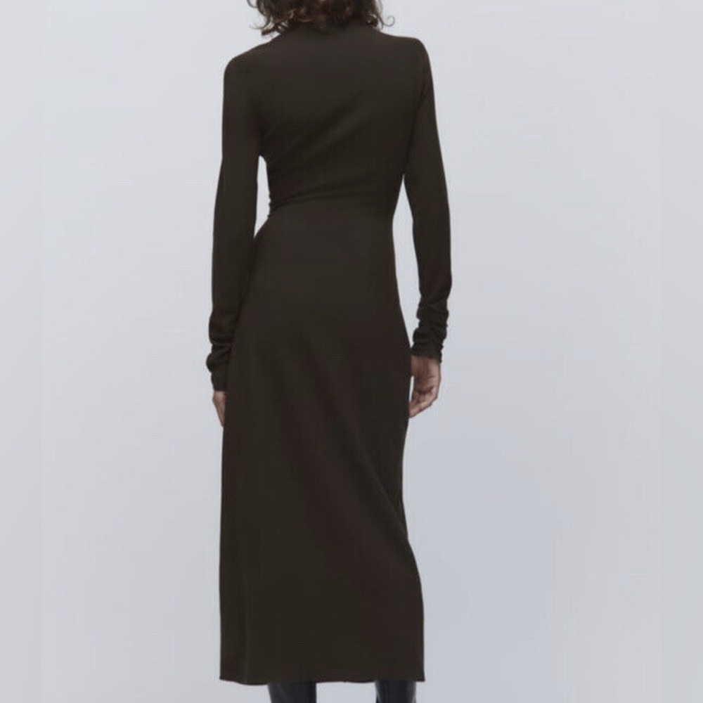 Zara Wool Blend Draped Midi Dress - Picture 2 of 6
